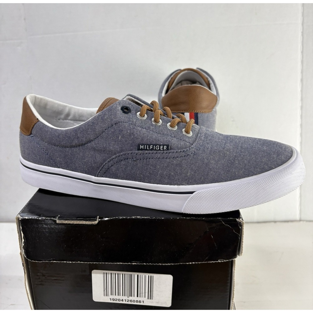 Tommy Hilfiger Men's Hero Blue/Brown Canvas Sneakers Casual Shoes Size 10M